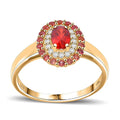 Luxoro 10K Yellow Gold AAA Red Sapphire, Padparadscha Sapphire (BT), Diamond (G-H, I2) Ring (Size 10.0) 1.20 ctw - Sticky add to cart bar