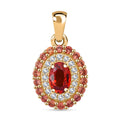Luxoro AAA Songea Sapphire, Padparadscha Sapphire (BT) and G-H I2 Diamond 1.20 ctw Crimson Halo Pendant without Chain in 10K Yellow Gold - Sticky add to cart bar
