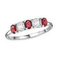 Premium Red Sapphire and Moissanite 1.00 ctw Symphony Band Ring in Rhodium Over Sterling Silver (Size 10.0) - Sticky add to cart bar