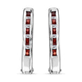 Premium Red Sapphire and Moissanite 1.00 ctw Hoop Earrings in Rhodium Over Sterling Silver - Sticky add to cart bar