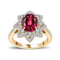Doorbuster Certified & Appraised Luxoro AAA Ouro Fino Rubellite and G-H I2 Diamond 2.73 ctw Ring in 14K Yellow Gold (Size 10.0) 4.50 Grams (Del. in 7-10 Days)