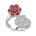 Premium Red Sapphire, Moissanite Ring in Rhodium Over Sterling Silver (Size 5.0) 2.30 ctw - Sticky add to cart bar