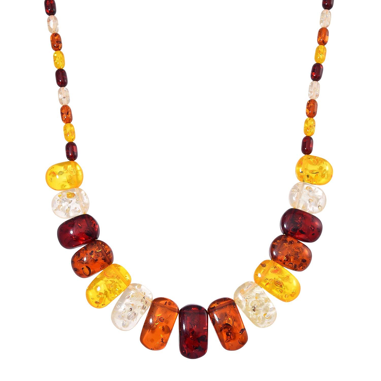 Simulated Multi Color Amber Beaded Necklace 21.5 Inches