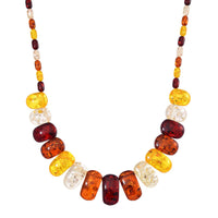 Simulated Multi Color Amber Beaded Necklace 21.5 Inches