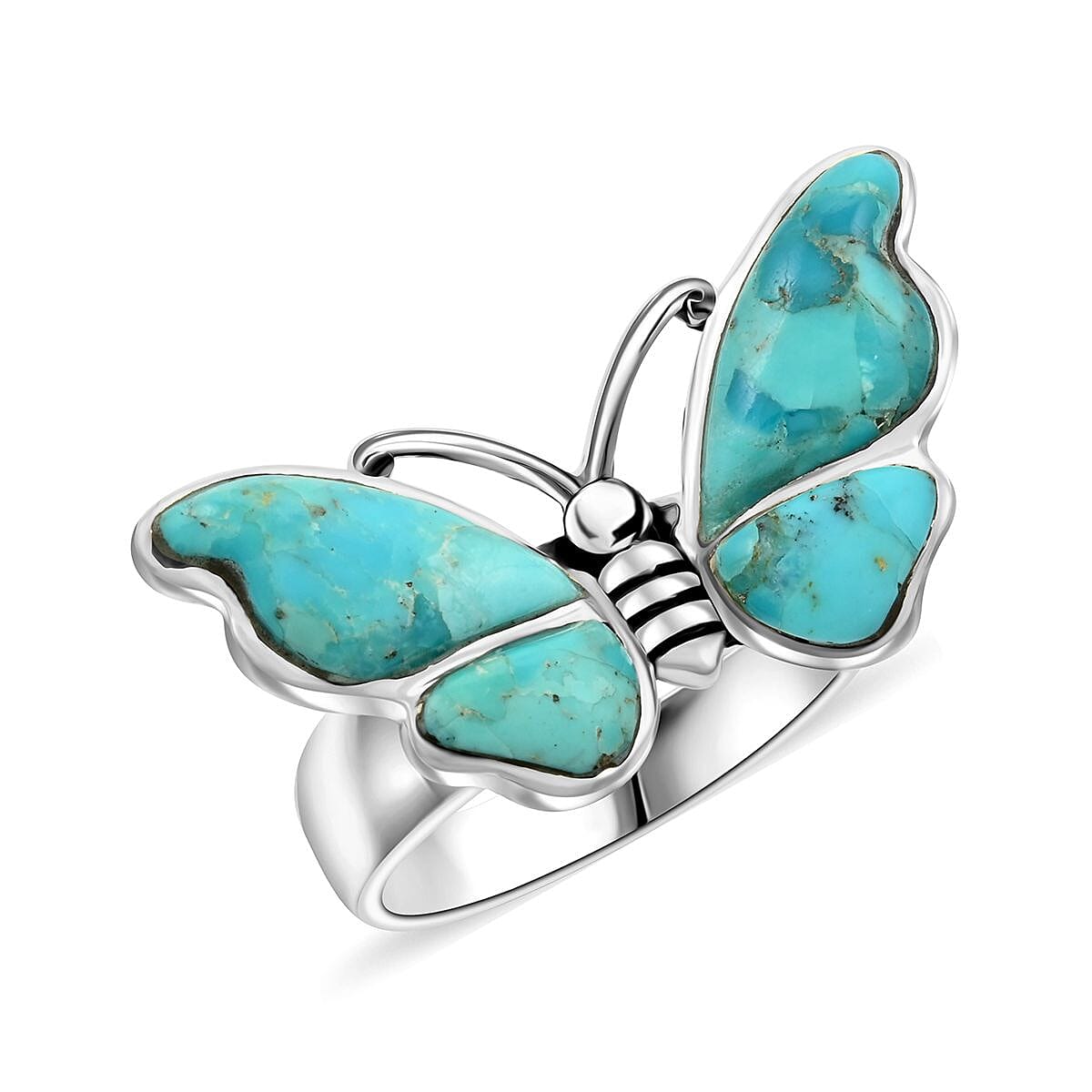 Santa Fe Style Kingman Turquoise 7.60 ctw Ring in Sterling Silver (Size 10.0)