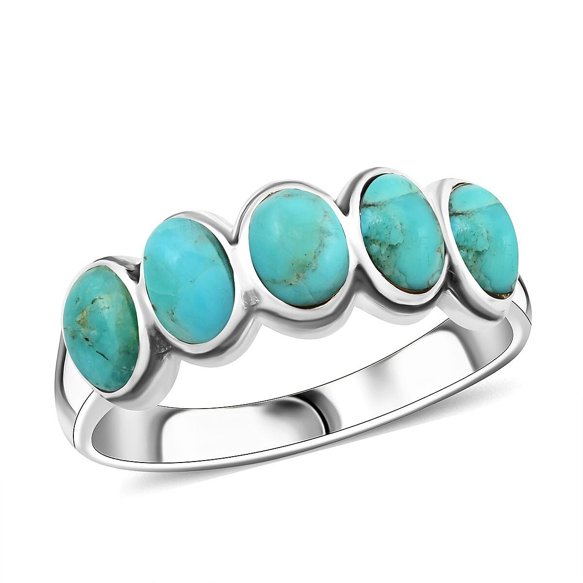 Santa Fe Style Kingman Turquoise Ring in Sterling Silver (Size 10.0) 5.80 ctw
