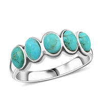 Santa Fe Style Kingman Turquoise Ring in Sterling Silver (Size 10.0) 5.80 ctw