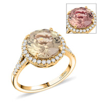 Certified & Appraised Luxoro AAA Turkizite and G-H I2 Diamond 5.00 ctw Ring in 14K Yellow Gold 4.10 Grams