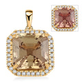 Certified & Appraised Luxoro AAA Turkizite and G-H I2 Diamond 5.84 ctw Halo Pendant without Chain in 10K Yellow Gold - Sticky add to cart bar