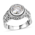Bali Legacy Moissanite (Rnd 9mm) Butterfly Ring in Sterling Silver (Size 8.0) 2.50 ctw - Sticky add to cart bar
