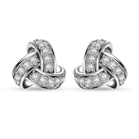 J Francis Embellished with Zirconia by Swarovski Radiant Knot Earrings in Rhodium Over Sterling Silver 0.70 ctw