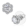 J Francis Embellished with 120 Facet Zirconia by Swarovski 3.85 ctw Solitaire Stud Earrings in Rhodium Over Sterling Silver - Sticky add to cart bar