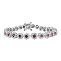 Red Sapphire , Moissanite Linking Bracelet (Size - 6.5) in Rhodium Over Sterling Silver , Silver Wt. 9 g 5.64 ctw - Sticky add to cart bar