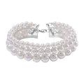 Doorbuster White Shell Pearl Three-Row Beaded Bracelet in Stainless Steel (7.50 In) - Sticky add to cart bar