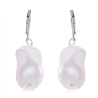 Doorbuster White Shell Pearl Earrings in Stainless Steel