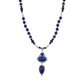 Lapis Lazuli, Black Glass Necklace (20 Inches) in Silvertone 190.00 ctw - Sticky add to cart bar
