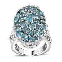 Doorbuster Betroka Blue Apatite, Multi Gemstone Ring in Rhodium Over Sterling Silver (Size 7.0) 6.90 ctw