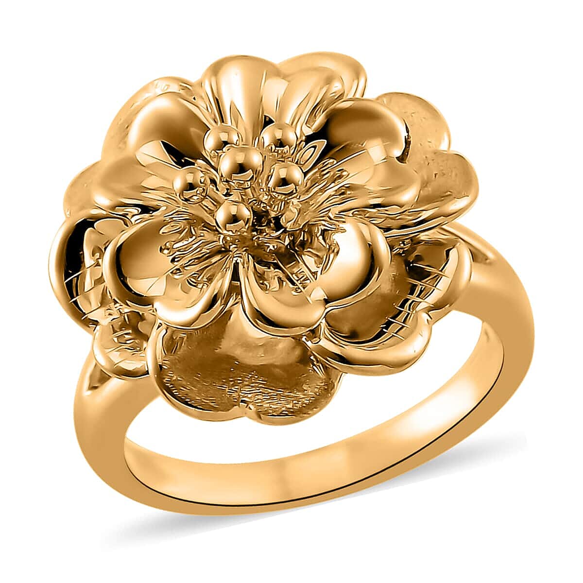 Doorbuster 24K Yellow Gold Electroform Flower Ring (Size 10.0) (2.25 g)
