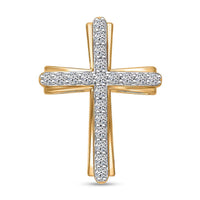 Luxuriant Lab Grown Diamond (G-H, SI) Cross Pendant in Platinum Over Sterling Silver 0.50 ctw