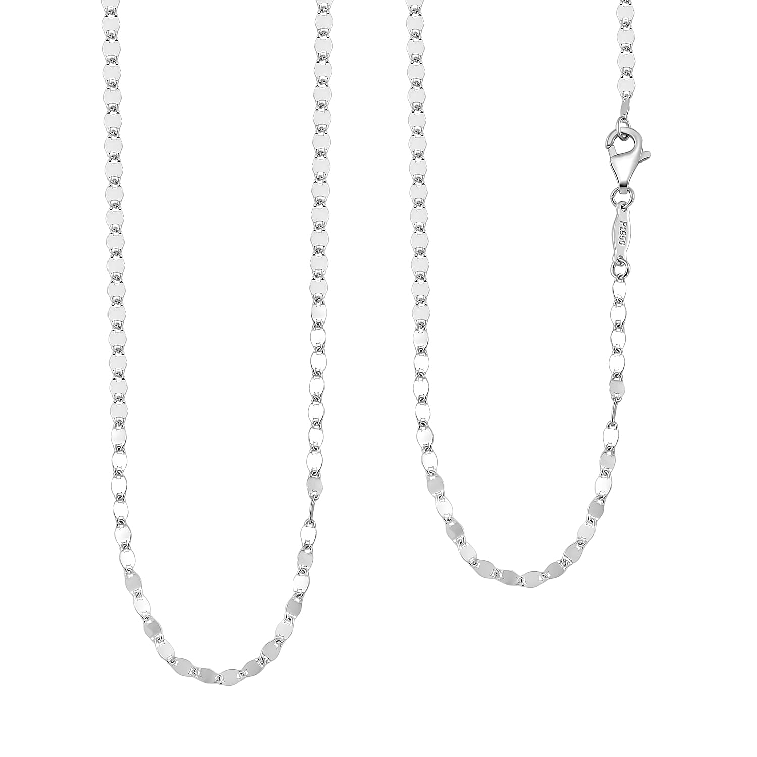 2.06mm Tile Chain Necklace in 950 Platinum 20 Inches 3.55 Grams