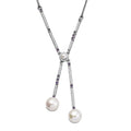 D'Joy Freshwater Pearl and Multi Gemstone 1.00 ctw Necklace in Platinum Over Sterling Silver 18 Inches - Sticky add to cart bar