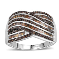 Doorbuster Red Diamond (IR) Ring in Rhodium Over Sterling Silver (Size 10.0) 1.00 ctw