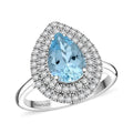 Certified & Appraised Rhapsody 950 Platinum AAAA Santa Maria Aquamarine, Diamond (E-F, VS) (0.45 cts) Ring (Size 10.0) (8.10 g) 2.05 ctw - Sticky add to cart bar