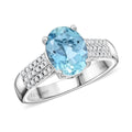 Certified & Appraised Luxoro 10K White Gold AAA Santa Maria Aquamarine, Diamond (G-H, I2) (0.22 cts) Ring (Size 10.0) 1.75 ctw - Sticky add to cart bar