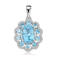Certified & Appraised Rhapsody AAAA Santa Maria Aquamarine and E-F VS Diamond 3.50 ctw Pendant without Chain in 950 Platinum