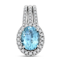 Certified & Appraised Rhapsody AAAA Santa Maria Aquamarine and E-F VS Diamond 2.00 ctw Pendant without Chain in 950 Platinum