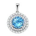 Certified & Appraised Luxoro AAA Santa Maria Aquamarine and G-H I2 Diamond 1.70 ctw Pendant without Chain in 10K White Gold - Sticky add to cart bar
