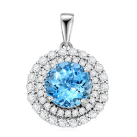 Certified & Appraised Luxoro AAA Santa Maria Aquamarine and G-H I2 Diamond 1.70 ctw Pendant without Chain in 10K White Gold