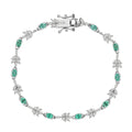 D'Joy Boyaca Colombian Emerald and Moissanite 3.50 ctw Leaves Bracelet in Rhodium Over Sterling Silver (7.25 In) - Sticky add to cart bar