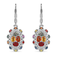 Madagascar Yellow Sapphire, Multi Gemstone 2.75 ctw Earrings in Rhodium Over Sterling Silver