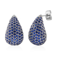 Simulated Blue Diamond Earrings in Silvertone 0.50 ctw