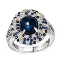 Blue Star Sapphire (DF) and Multi Gemstone 6.25 ctw Celestial Ring in 18K Vermeil YG and Rhodium Over Sterling Silver (Size 10.0) - Sticky add to cart bar