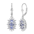 Tanzanite, White Zircon Lever Back Earrings in Rhodium Over Sterling Silver 2.10 ctw - Sticky add to cart bar