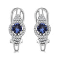 D'Joy AAA Tanzanite and Moissanite 1.40 ctw Latch Back Earrings in Rhodium Over Sterling Silver - Sticky add to cart bar