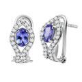 D'Joy AAA Tanzanite and Moissanite 1.35 ctw Latch Back Earrings in Rhodium Over Sterling Silver - Sticky add to cart bar