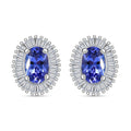 D'Joy AAA Tanzanite and Diamond 1.30 ctw Halo Earrings in Rhodium Over Sterling Silver - Sticky add to cart bar