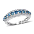 Luxuriant Lab Grown Blue and White Diamond SI 1.00 ctw Ring in Rhodium Over Sterling Silver - Sticky add to cart bar