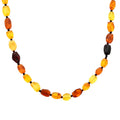 Multi Color Natural Amber Beaded Necklace in 14K YG Over Sterling Silver 20 Inches - Sticky add to cart bar
