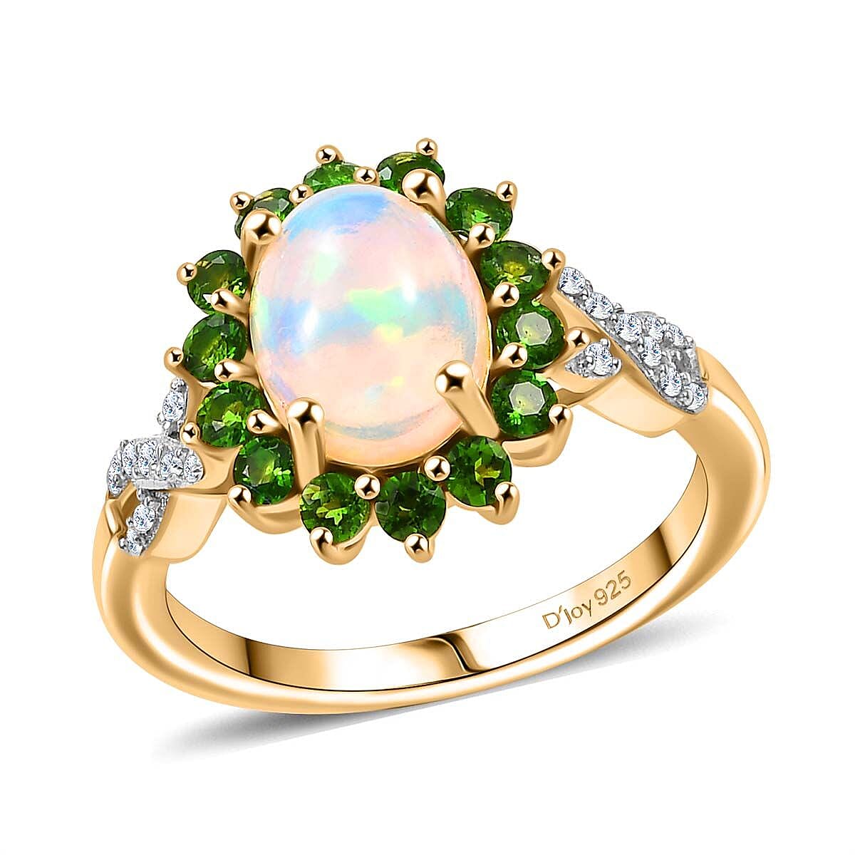 TLV Premium Ethiopian Welo Opal, Multi Gemstone Ring in 18K Vermeil YG Over Sterling Silver (Size 10.0) 1.80 ctw