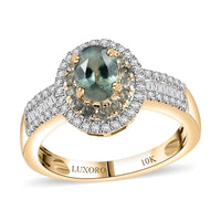 Luxoro AAA Narsipatnam Alexandrite and I2 Diamond 1.35 ctw Ring in 10K Yellow Gold (Size 7.0)