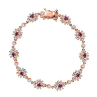 Ouro Fino Rubellite and Moissanite 4.10 ctw Bracelet in 18K Vermeil Rose Gold Over Sterling Silve (7.25 In)