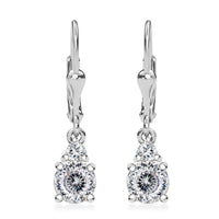 Moissanite Lever Back Earrings in Rhodium Over Sterling Silver 1.70 ctw