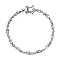 Premium Malagasy Moonstone, Moissanite Celestial Bracelet in Rhodium Over Sterling Silver (6.50 In) 3.50 ctw
