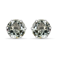 Montezuma Prasiolite 7.00 ctw Earrings in Rhodium Over Sterling Silver