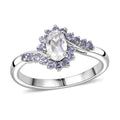 Premium Malagasy Moonstone ,  Tanzanite  Main Stone With Side Stone Ring in Rhodium Overlay Sterling Silver 1.11 ctw - Sticky add to cart bar