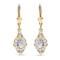 D'Joy Premium Malagasy Moonstone and White Zircon 1.35 ctw Lever Back Earrings in 18K Vermeil Yellow Gold Over Sterling Silver